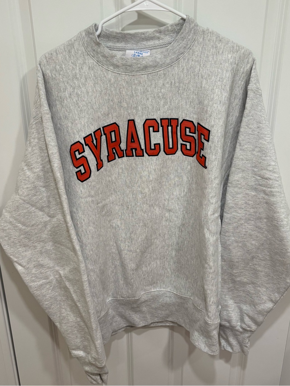 Champion Syracuse Orange Light Grey Pullover Crewneck Sweatshirt Mens U.S. Large